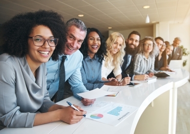 Diverse group of smiling co-workers